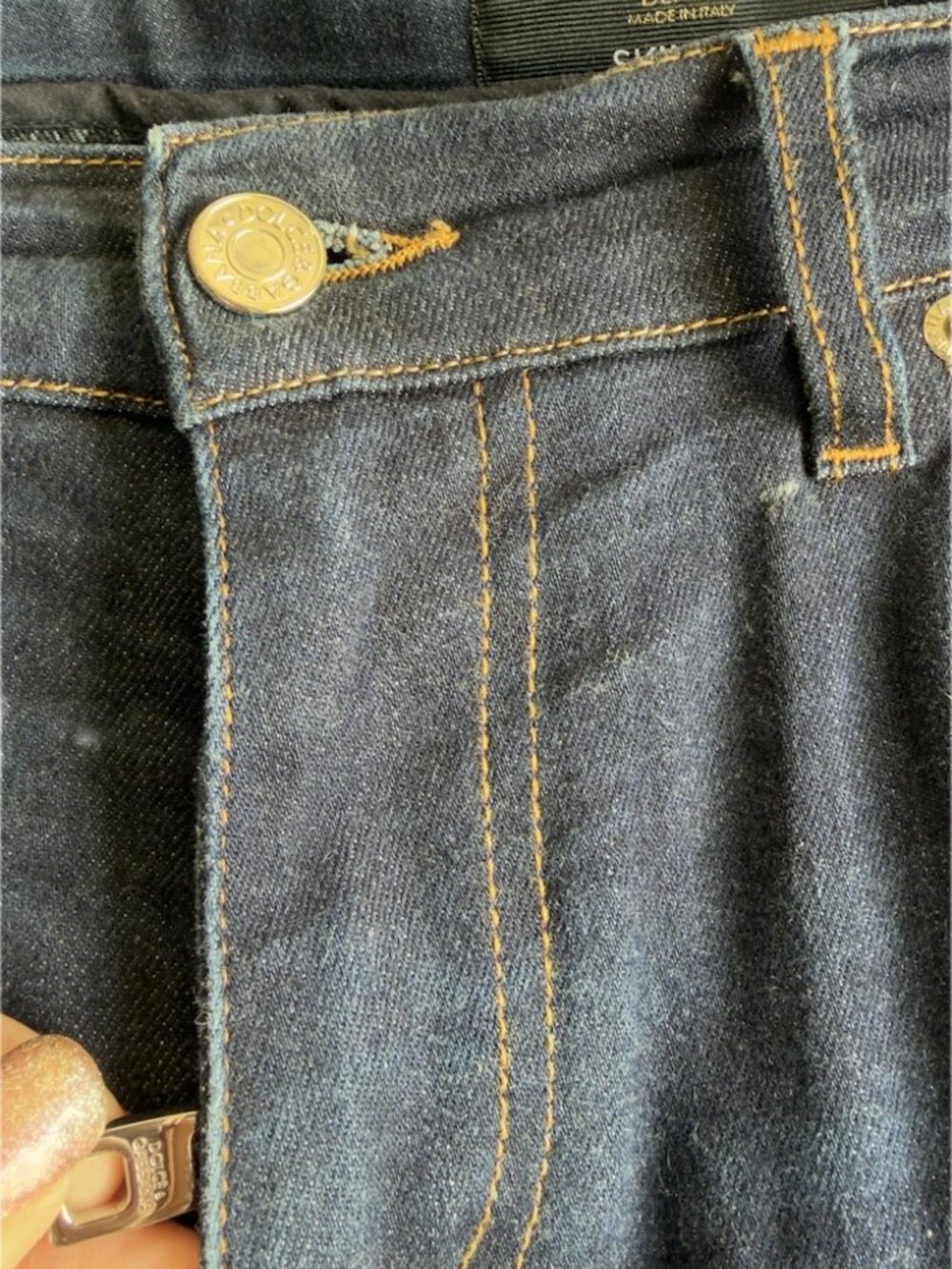 Dolce & Gabbana Skinny Jeans Dark Wash Blue Made in Italy Logo Pocket IT48 - Picture 4 of 10